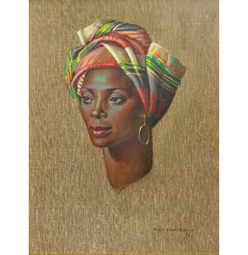 VLADIMIR TRETCHIKOFF (1913-2006); oil on canvas, portrait study of an African woman.