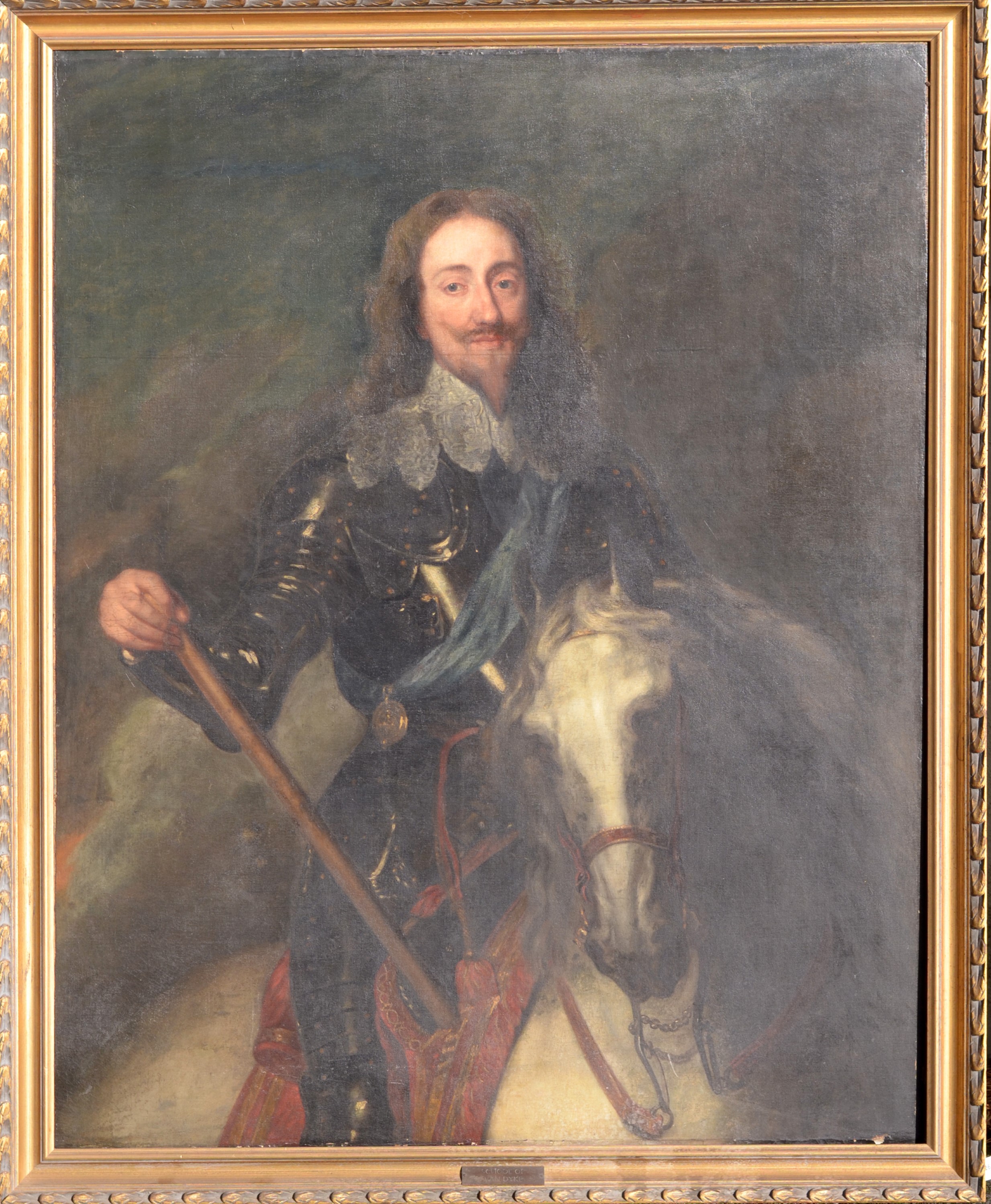 SCHOOL OF SIR ANTHONY VAN DYCK (1599-1641); oil on canvas, Charles I on horseback.