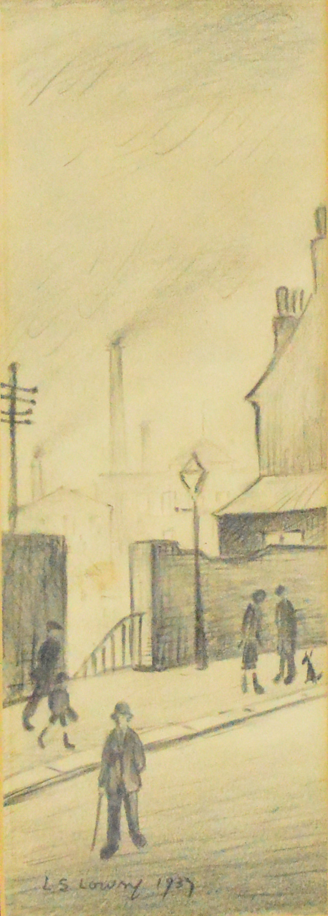 LAURENCE STEPHEN LOWRY (1887-1976); a pencil study "Stockport Street Scene".