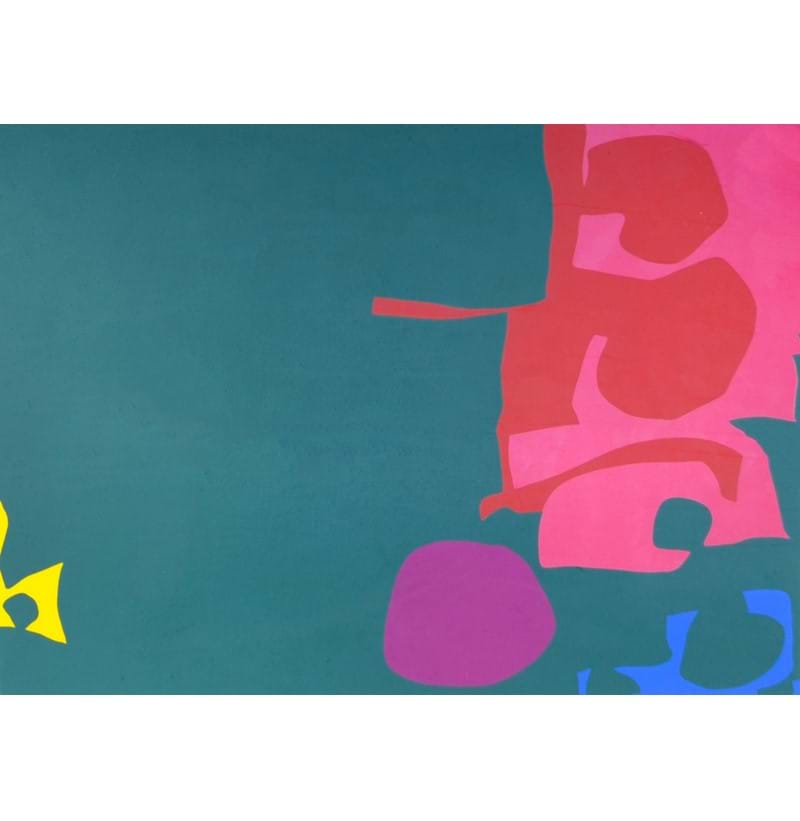 PATRICK HERON CBE (1920-1999); screenprint, ‘Interlocking Scarlet and Pink in Deep Green’.