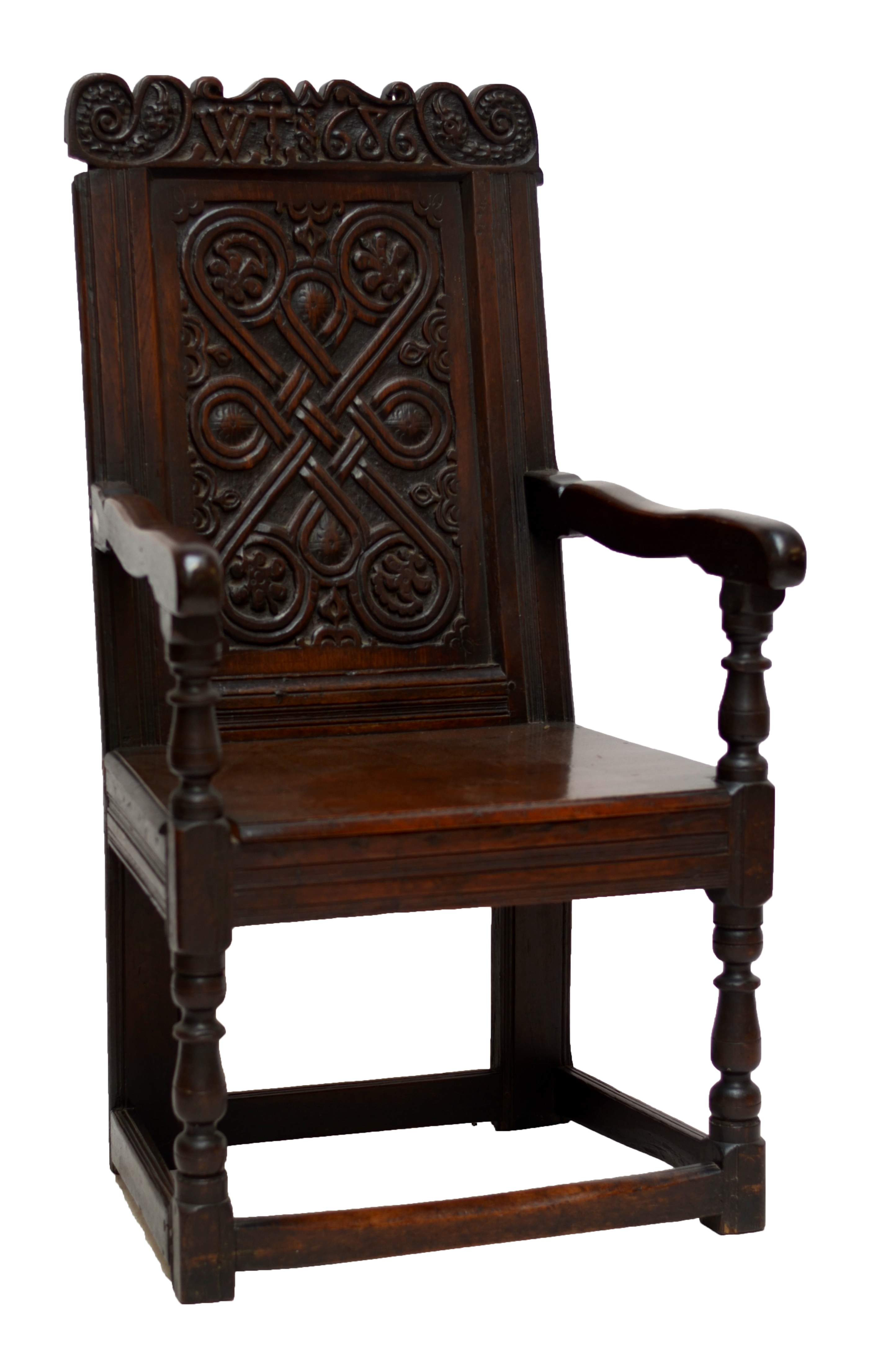 A 17th century oak wainscot chair.