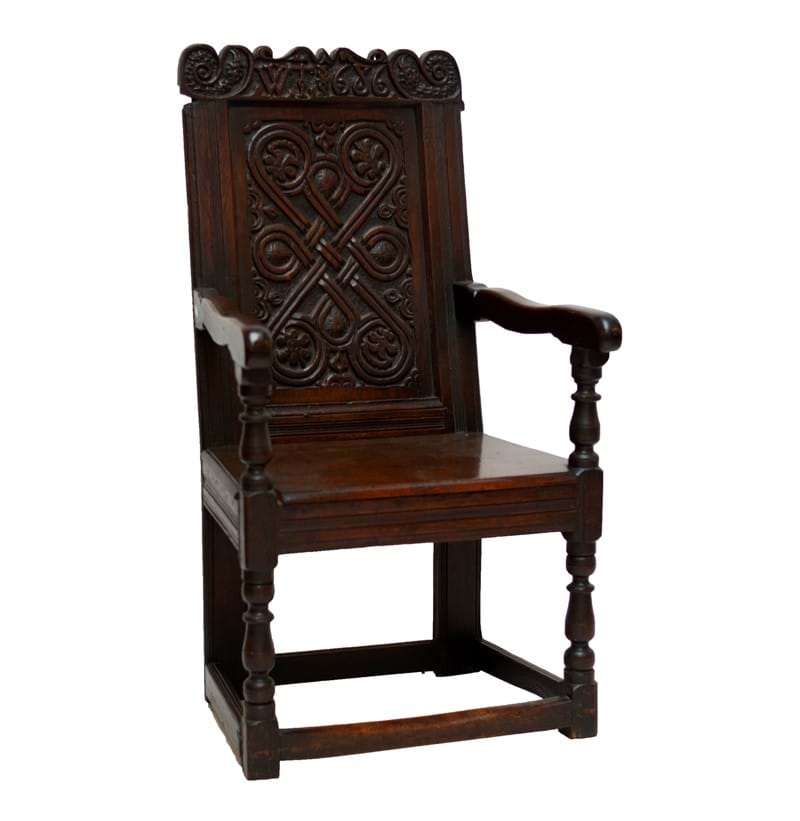 A 17th century oak wainscot chair.