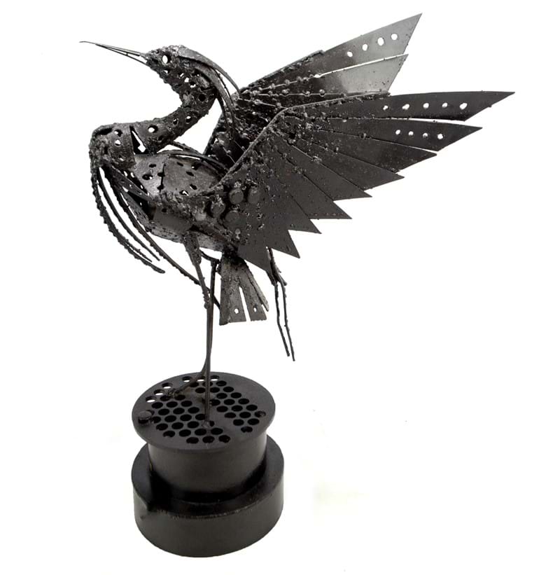 WALENTY PYTEL (born 1941); industrial steel sculpture of a heron.