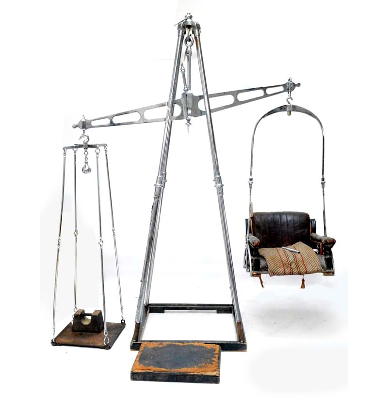 A rare set of jockey scales used at Newmarket Racecourse. 