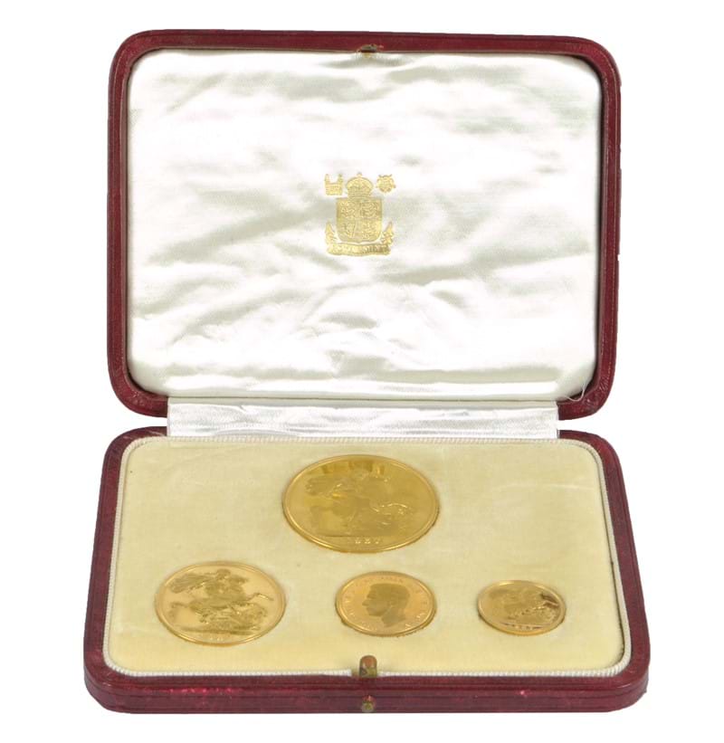 A George VI four gold coin specimen set.