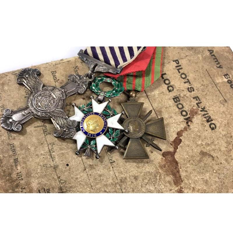 A George V 1918 Distinguished Flying Cross awarded to Wilfred Barratt Green 2nd Lieutenant (and later Captain) Royal Flying Corps of Burslem Stoke on Trent.