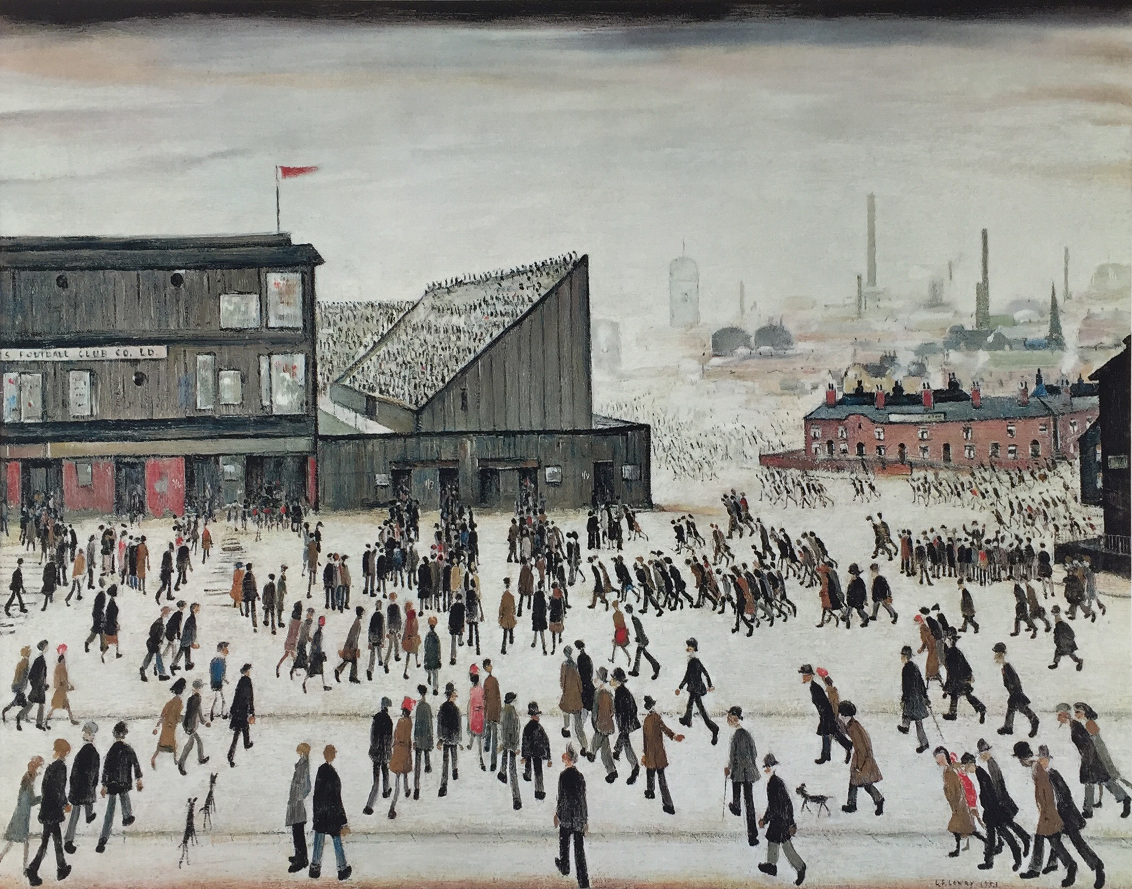 LAURENCE STEPHEN LOWRY (1887-1976); a signed limited edition coloured print "Going to the Match". 