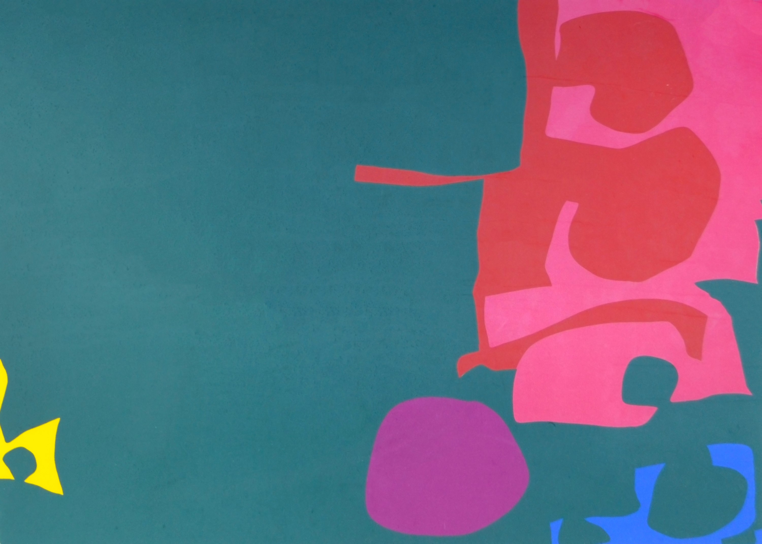 PATRICK HERON CBE (British, 1920-1999); a signed limited edition screenprint, untitled abstract study with shapes on a green ground.