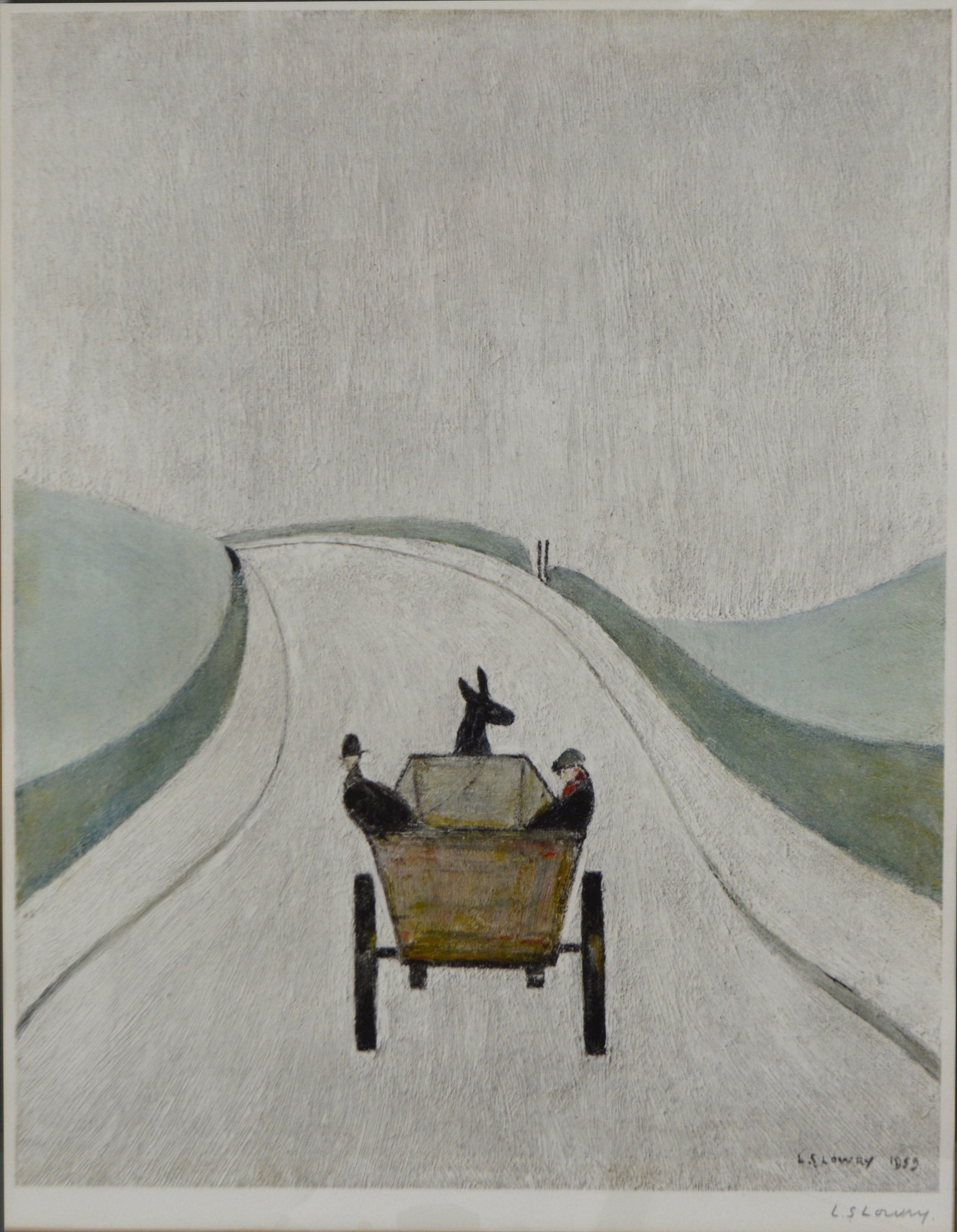 LAURENCE STEPHEN LOWRY R.A. (1887-1976); a signed limited edition coloured print "The Cart".