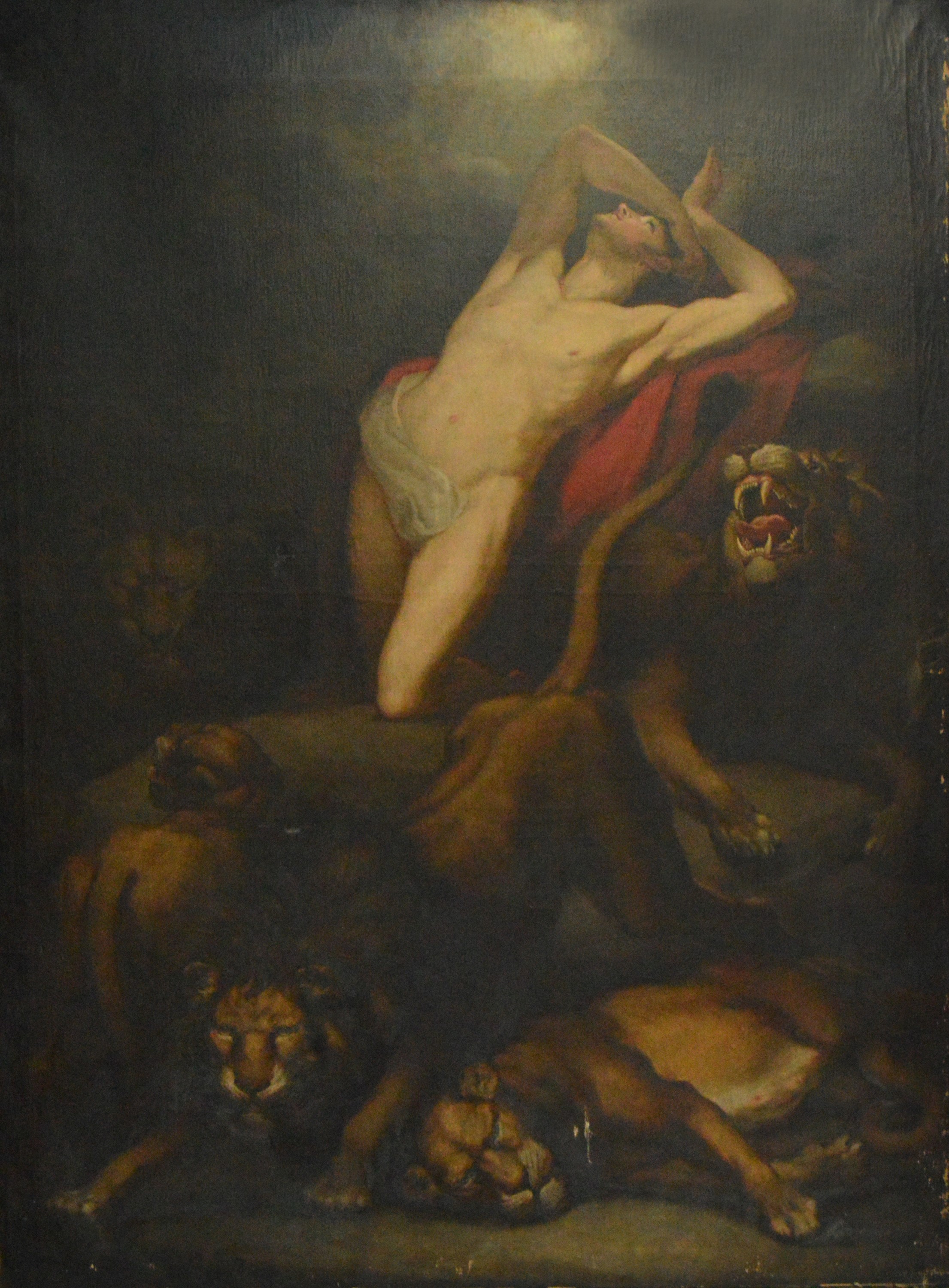 JAMES NORTHCOTE (1746-1841); a large oil on canvas "Daniel in the Lion's Den".