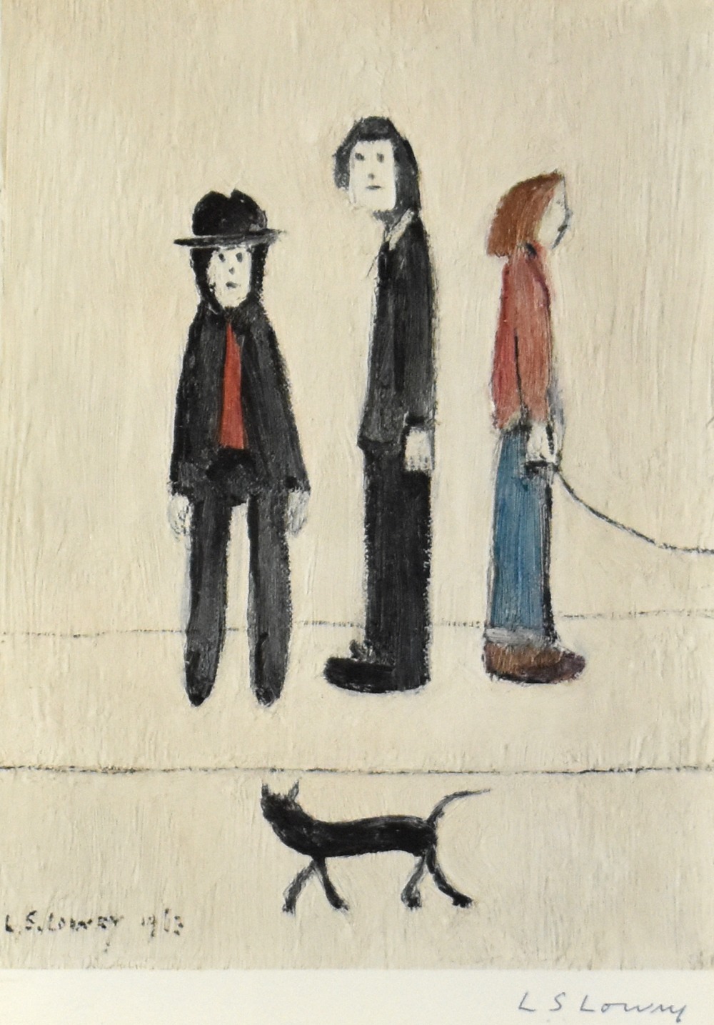 Lot 1035 L.S. Lowry Three men and a cat signed limited edition print