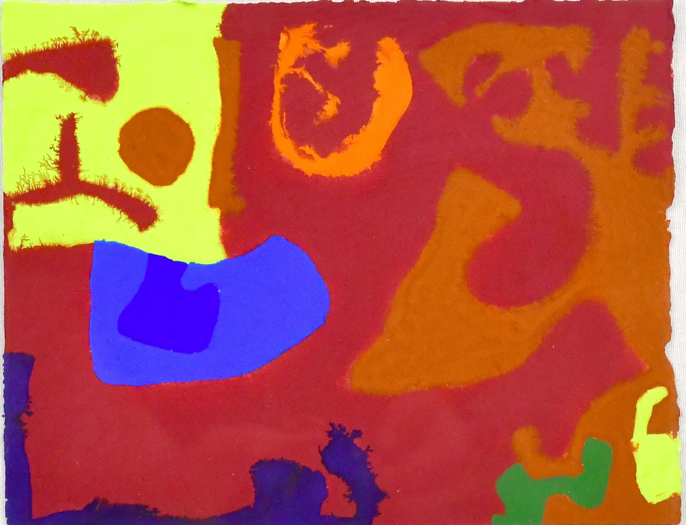 PATRICK HERON (1920-1999); gouache, 'Dark Red Mini With Ultra In Cobalt Near Lemon : January 1977'