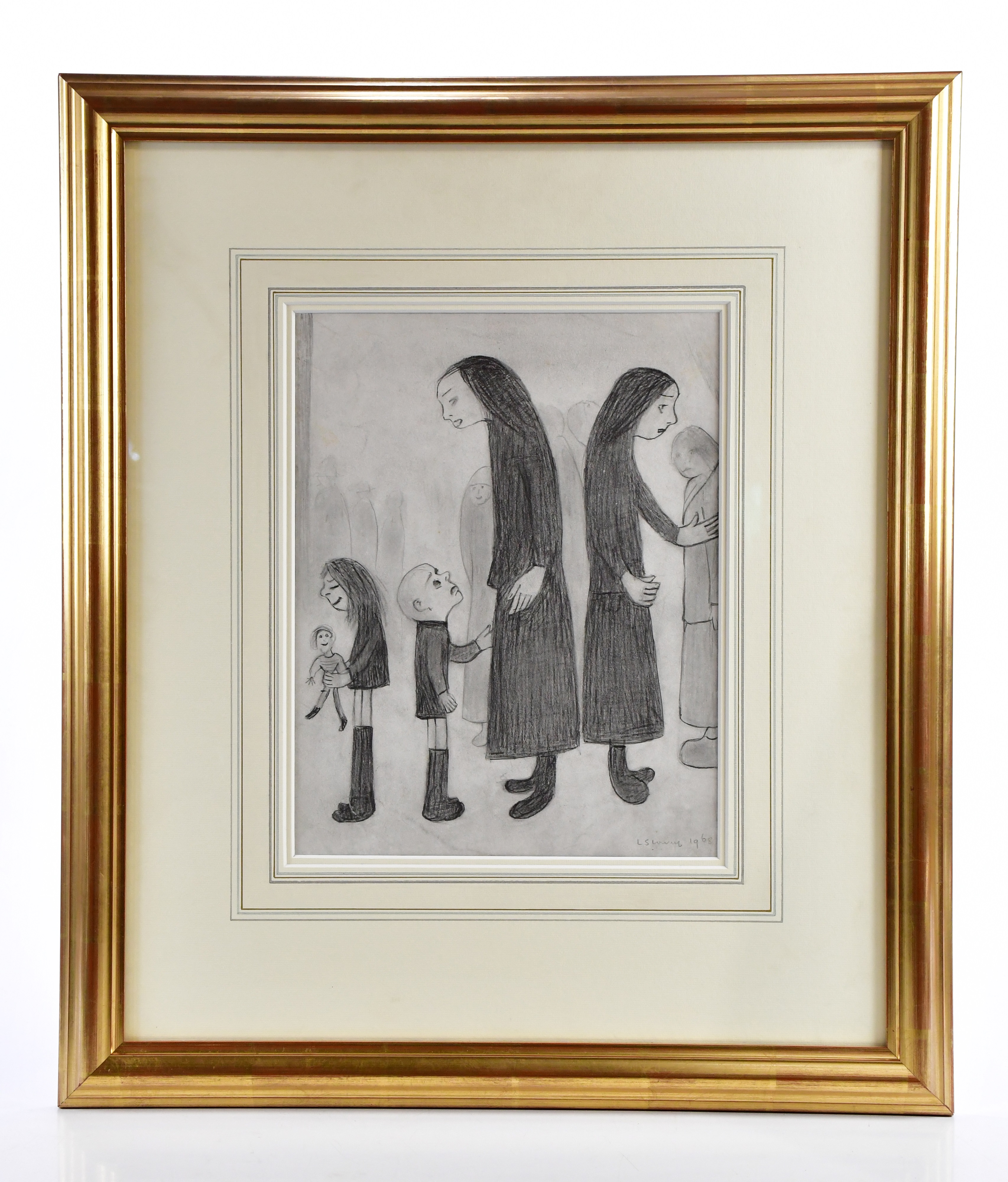 LAURENCE STEPHEN LOWRY RBA RA (1887-1976); pencil, 'Group of People'